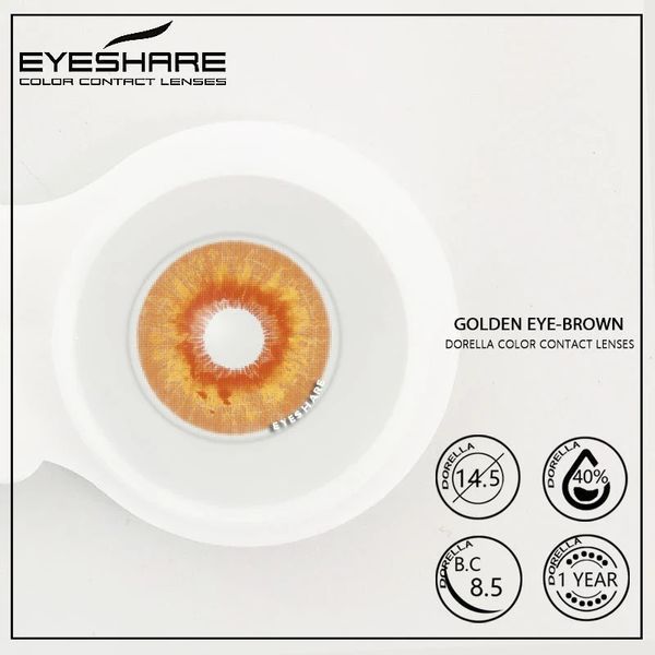 Линзы цветные оранжевые Golden Eye brown + контейнер для хранения в подарок HD06423 фото