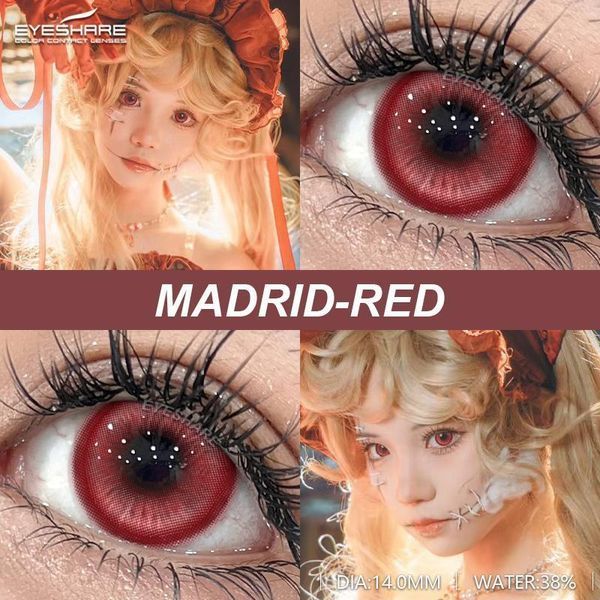 Цветные линзы для глаз красные Madrid Red + контейнер для хранения в подарок 05674MAD фото