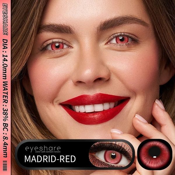 Цветные линзы для глаз красные Madrid Red + контейнер для хранения в подарок 05674MAD фото