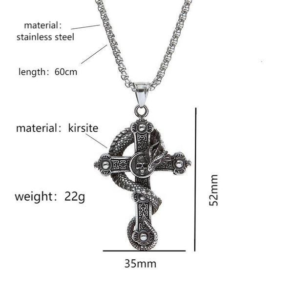 Кулон в виде креста со змеёй Dragon Cross + цепочка из нержавеющей стали 5807 фото