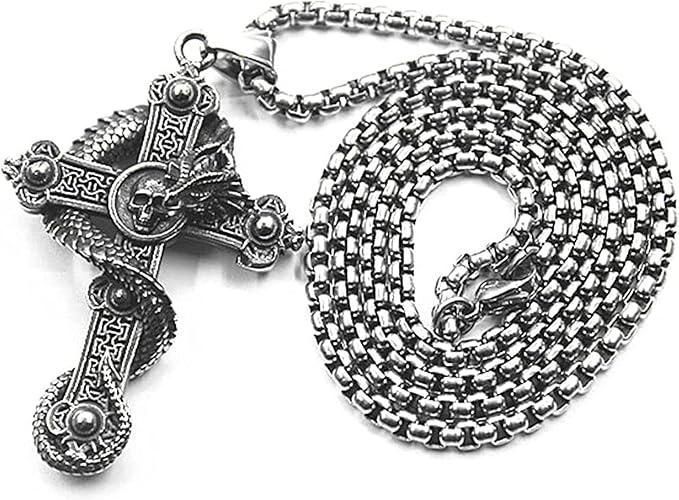 Кулон в виде креста со змеёй Dragon Cross + цепочка из нержавеющей стали 5807 фото
