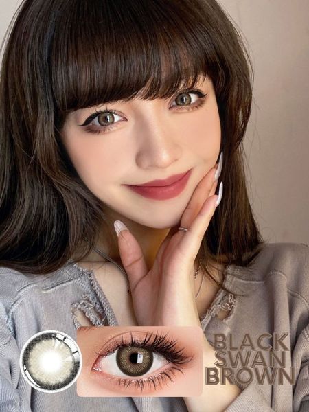 Кольорові лінзи коричневі Black Swan Brown + контейнер для зберігання в подарунок BC598-1 фото