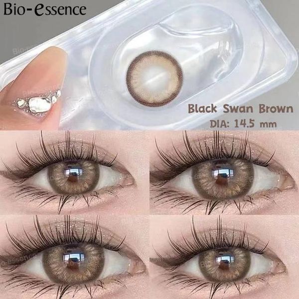 Кольорові лінзи коричневі Black Swan Brown + контейнер для зберігання в подарунок BC598-1 фото