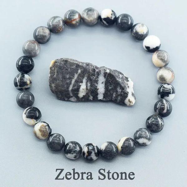 Браслет із натуральної яшми Zebra stone ZE1301 фото