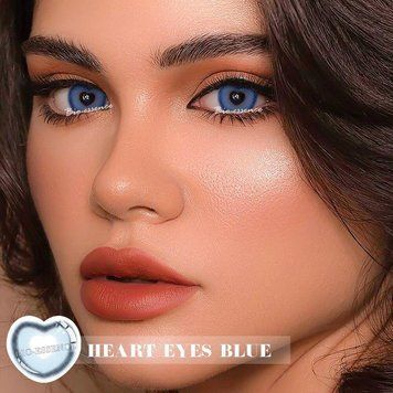 Цветные линзы для глаз голубые Heart + контейнер для хранения в подарок BFC01-3 фото