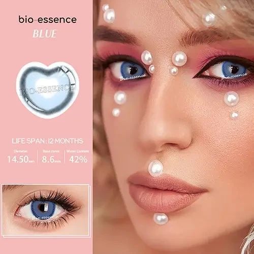 Цветные линзы для глаз голубые Heart + контейнер для хранения в подарок BFC01-3 фото