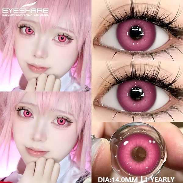 Цветные линзы розовые Pink + контейнер для хранения в подарок 00452NE фото