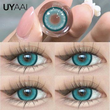 Цветные линзы бирюзовые Cyan пара + контейнер для хранения в подарок BC03-2 фото