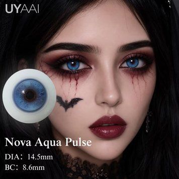 Цветные линзы голубые Nova Aqua Pulse + контейнер для хранения в подарок BX21-3 фото