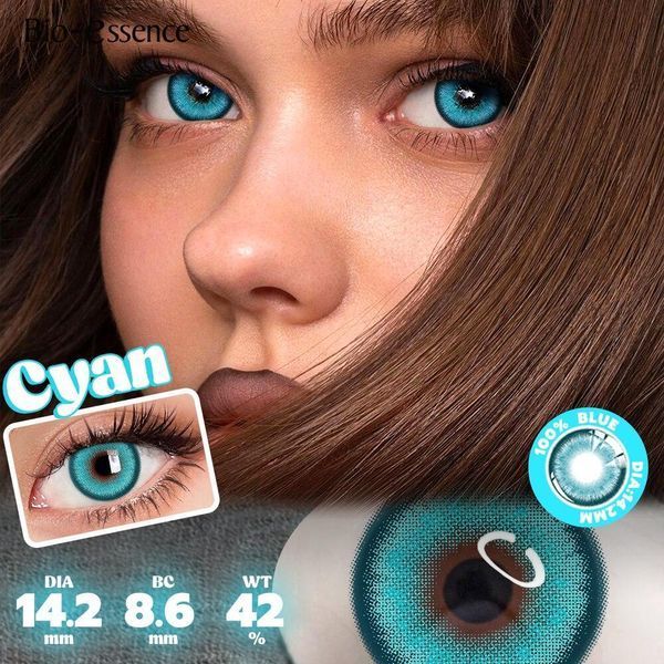 Цветные линзы бирюзовые Cyan пара + контейнер для хранения в подарок BC03-2 фото