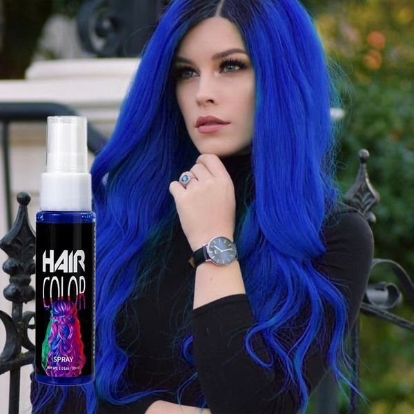 Временная краска-спрей для волоc синяя Blue 8366 фото