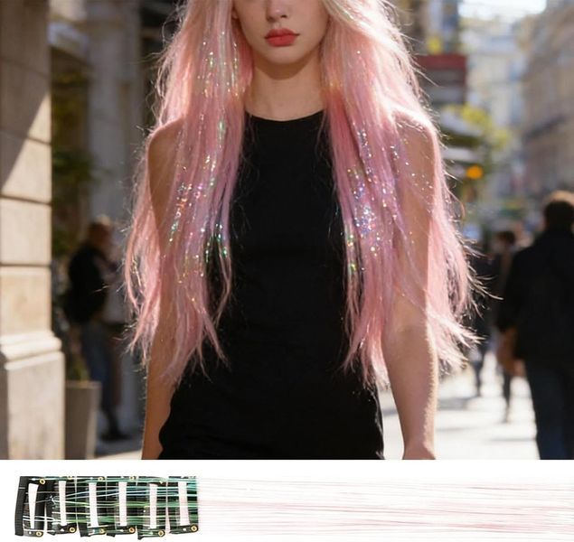 Накладные блестящие пряди для волос на заколках белые Hair Tinsel 12 штук EX78-4 фото