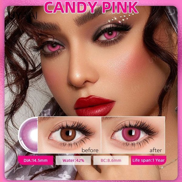 Цветные линзы розовые Candy Pink + контейнер для хранения в подарок BC01-1 фото