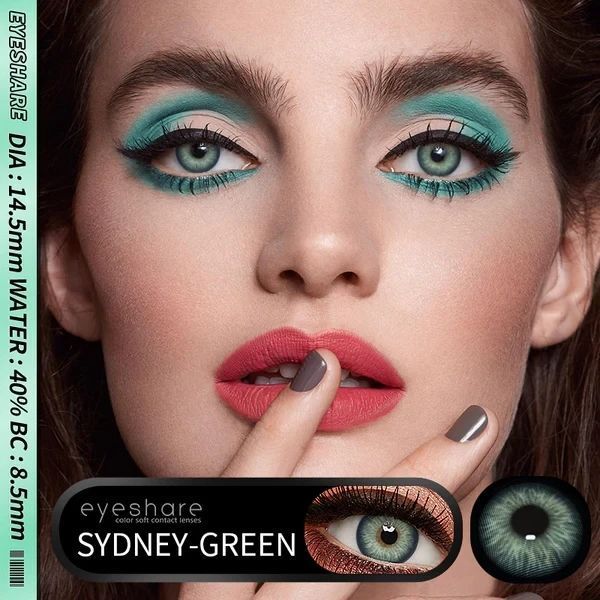 Цветные линзы для глаз зелёные Sydney (пара) + контейнер для хранения в подарок 06583SYD фото