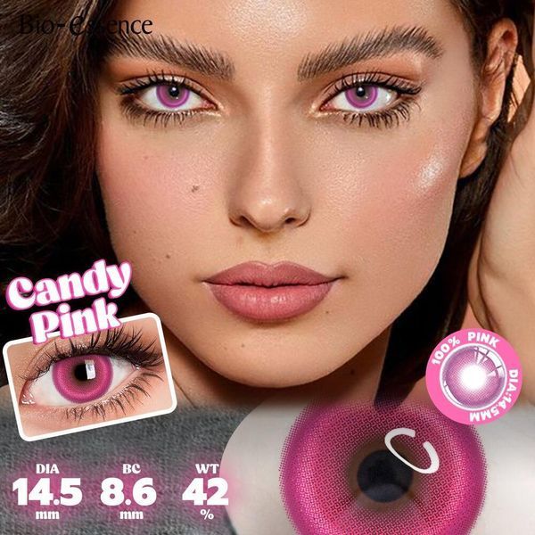 Цветные линзы розовые Candy Pink + контейнер для хранения в подарок BC01-1 фото