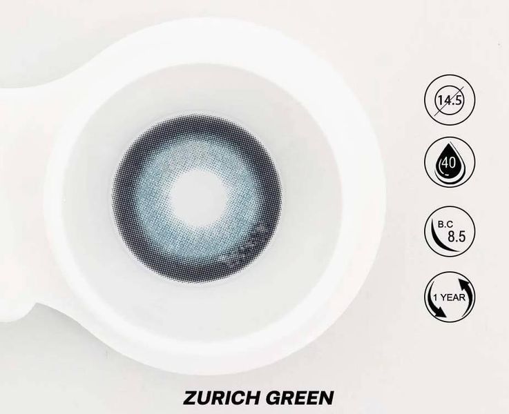 Цветные линзы бирюзовые Zurich Green + контейнер для хранения в подарок BE190-2ZU фото