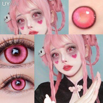 Цветные линзы розовые Pink + контейнер для хранения в подарок BC03-7 фото