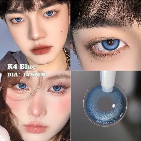 Цветные линзы для глаз голубые Blue K4 + контейнер для хранения в подарок BC909-3 фото