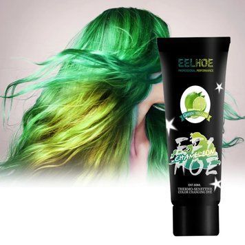 Термохромная временная краска для волос Eelchoe жёлто-зелёная Chameleon Green Yellow Краска меняющая цвет 56750 фото