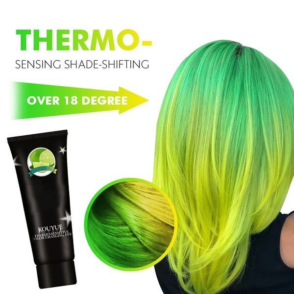 Термохромна сучасна фарба для волосся Eelchoe жовто-зелена Chameleon Green Yellow Фарба змінює колір 56750 фото