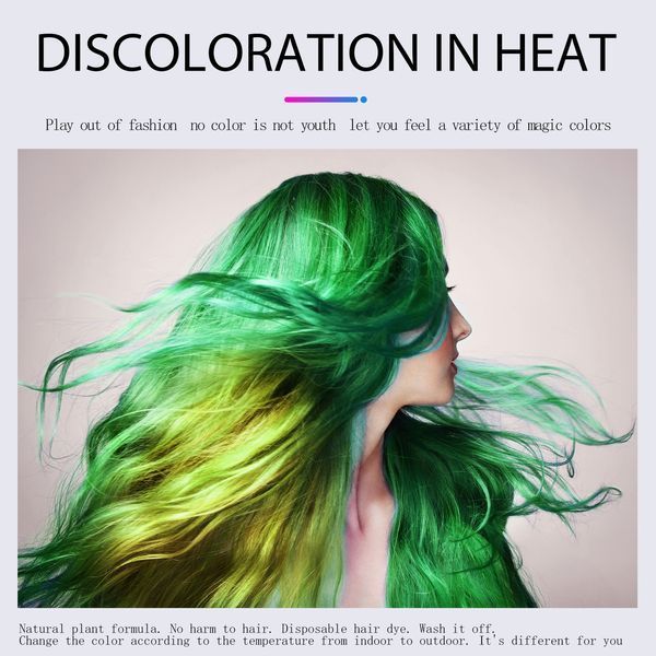 Термохромна сучасна фарба для волосся Eelchoe жовто-зелена Chameleon Green Yellow Фарба змінює колір 56750 фото