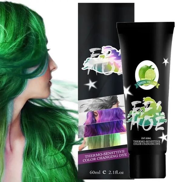 Термохромна сучасна фарба для волосся Eelchoe жовто-зелена Chameleon Green Yellow Фарба змінює колір 56750 фото