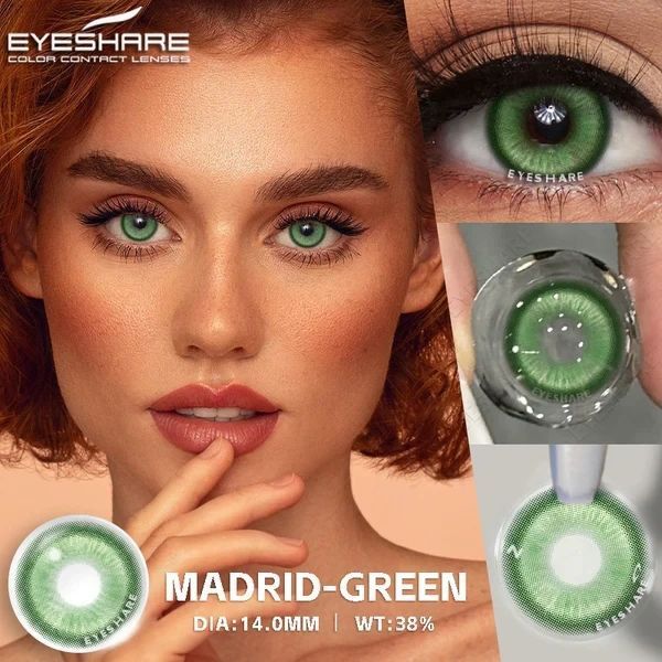 Кольорові лінзи для очей зелені Madrid Green + контейнер для зберігання в подарунок 05734MAD фото