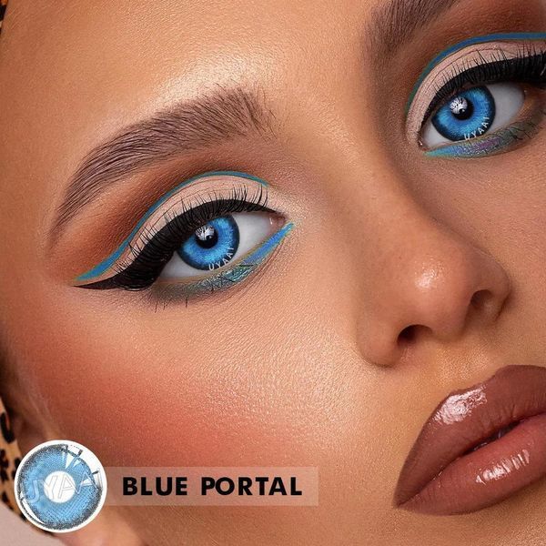 Кольорові лінзи для очей блакитні Blue Portal + контейнер для зберігання в подарунок BME76-3 фото