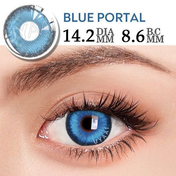 Кольорові лінзи для очей блакитні Blue Portal + контейнер для зберігання в подарунок BME76-3 фото