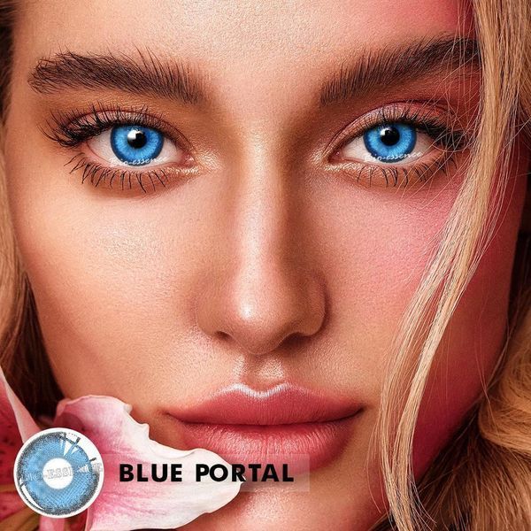 Кольорові лінзи для очей блакитні Blue Portal + контейнер для зберігання в подарунок BME76-3 фото