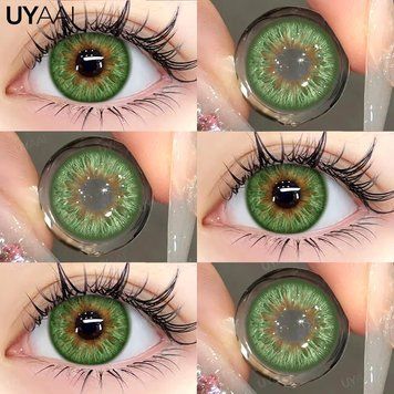 Цветные линзы для глаз зелёные Green snake + контейнер для хранения в подарок 268 фото
