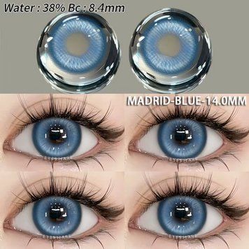 Цветные линзы голубые Madrid Blue + контейнер для хранения в подарок 09365MAD фото