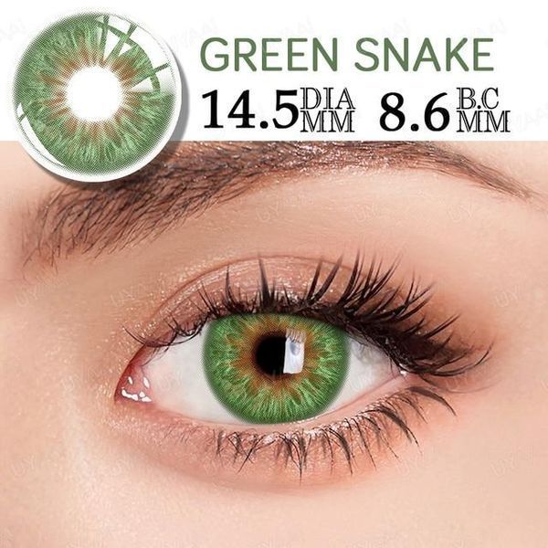 Цветные линзы для глаз зелёные Green snake + контейнер для хранения в подарок 268 фото