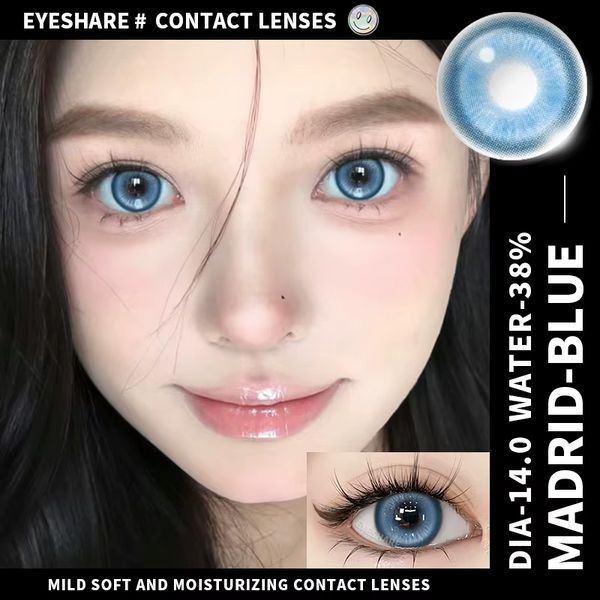 Кольорові лінзи блакитні Madrid Blue + контейнер для зберігання в подарунок 09365MAD фото