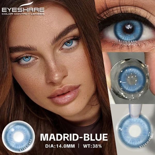 Кольорові лінзи блакитні Madrid Blue + контейнер для зберігання в подарунок 09365MAD фото