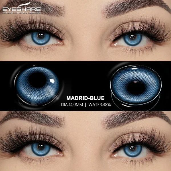 Кольорові лінзи блакитні Madrid Blue + контейнер для зберігання в подарунок 09365MAD фото