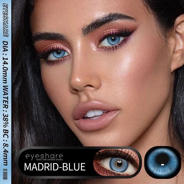 Кольорові лінзи блакитні Madrid Blue + контейнер для зберігання в подарунок 09365MAD фото