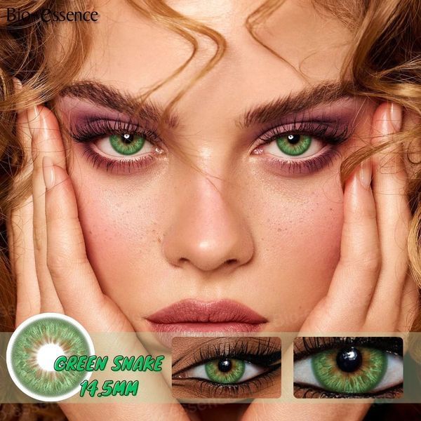 Цветные линзы для глаз зелёные Green snake + контейнер для хранения в подарок 268 фото
