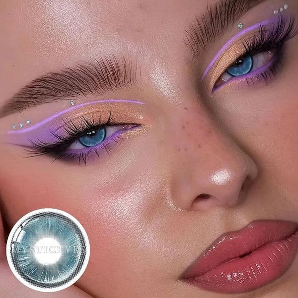 Цветные голубые линзы CrystalOrb Blue + контейнер для хранения в подарок BC28-3 фото