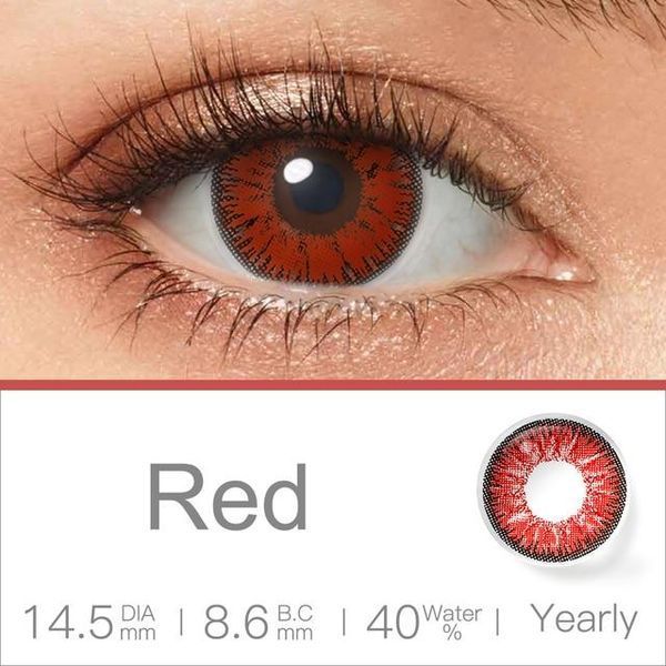Цветные линзы для глаз красные Red + контейнер для хранения в подарок 0092RA фото