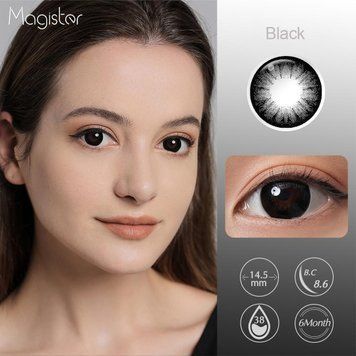 Цветные линзы чёрные Supersize Black + контейнер для хранения в подарок MA452 фото