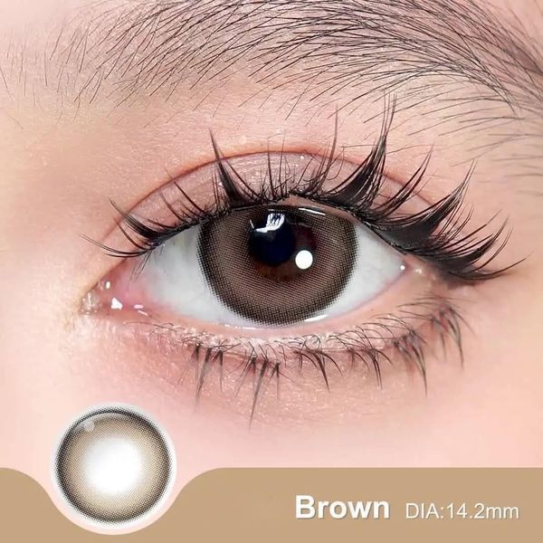 Цветные линзы для глаз коричневые Mood Brown + контейнер для хранения в подарок MA18B фото
