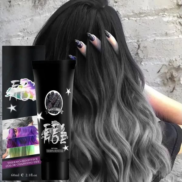 Термохромная временная краска для волос Eelchoe Chameleon Gray Black Краска меняющая цвет 56750 фото