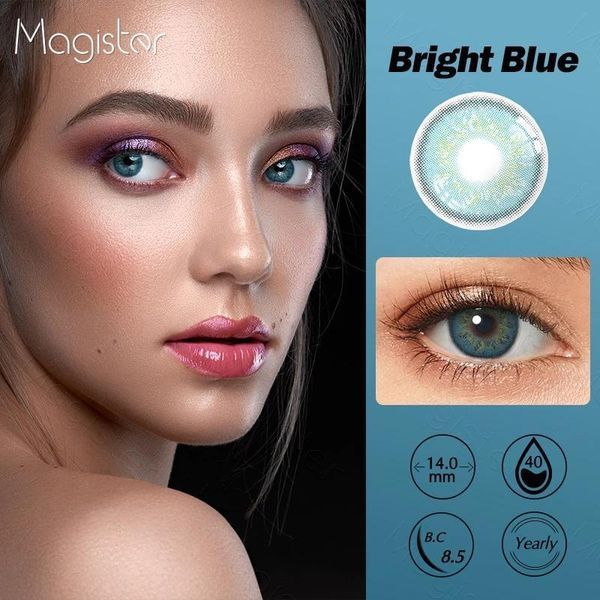 Цветные линзы для глаз Bright Blue + контейнер для хранения в подарок 0075RU фото