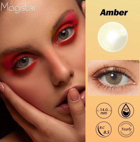 Цветные линзы зелёно-карие Amber+ контейнер для хранения в подарок MA021 фото