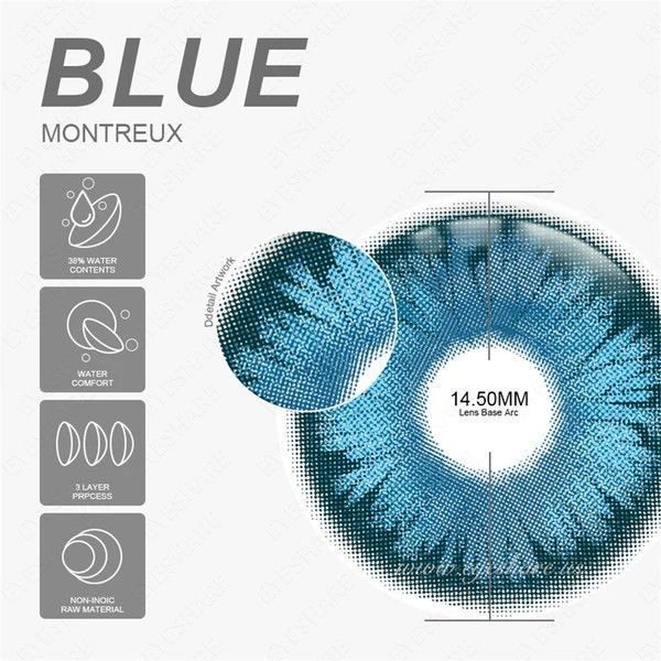 Цветные линзы голубые Montreux + контейнер для хранения в подарок 07584TYP фото