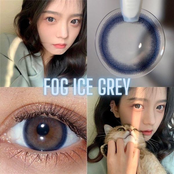 Кольорові лінзи сіро-блакитні Fog Ice Gray+ контейнер для зберігання в подарунок BB802-5 фото