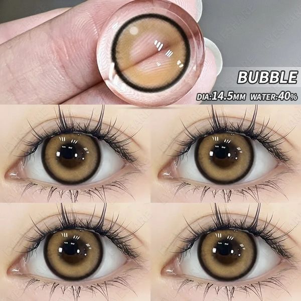 Цветные линзы для глаз коричневые с ободком BUBBLE-BROWN + контейнер для хранения в подарок 6831 фото