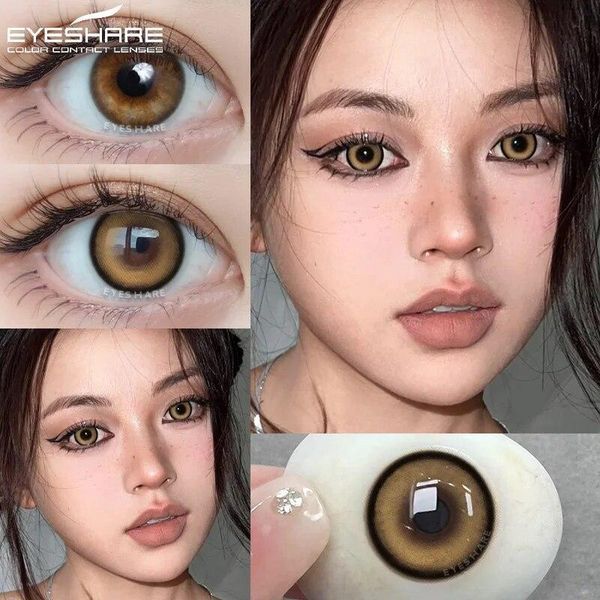 Цветные линзы для глаз коричневые с ободком BUBBLE-BROWN + контейнер для хранения в подарок 6831 фото