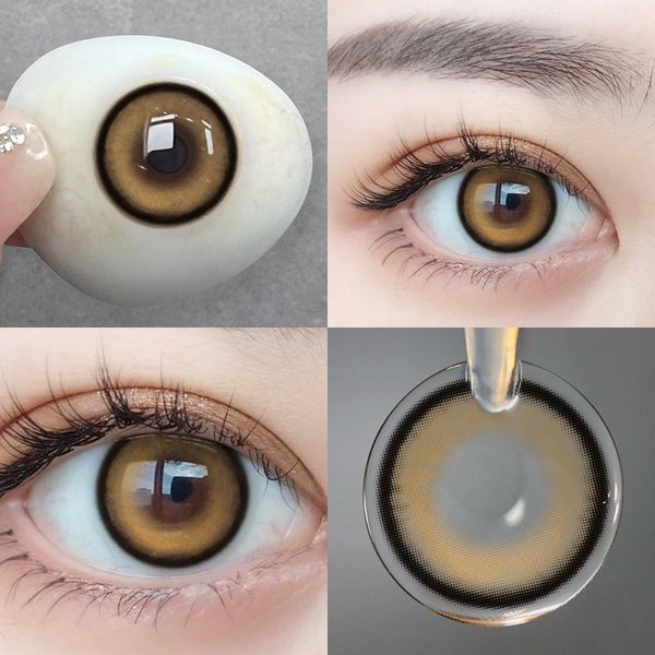 Цветные линзы для глаз коричневые с ободком BUBBLE-BROWN + контейнер для хранения в подарок 6831 фото